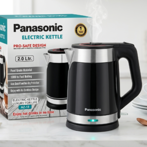 Panasonic 2.0-Liter Electric Kettle (Model AZ-18) - Black & Stainless Steel Cordless Water Boiler with Auto-Shutoff