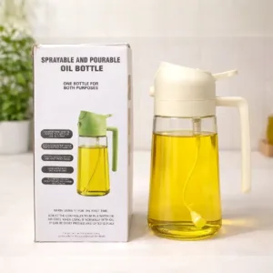 2-in-1 Sprayable & Pourable Glass Oil Dispenser Bottle (450ml-500ml) - Dual Function Oil Mister & Pourer